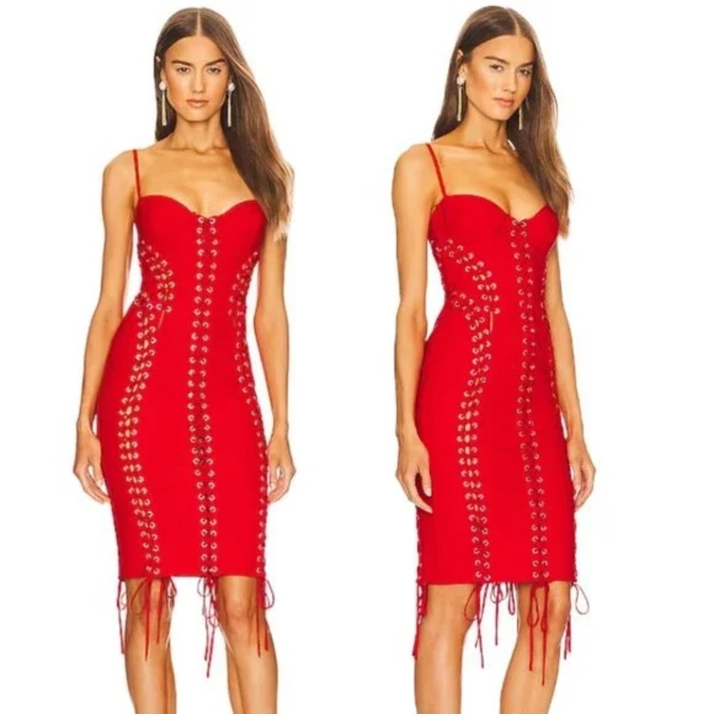 Michael Costello x Revolve Red Anyssa Dress